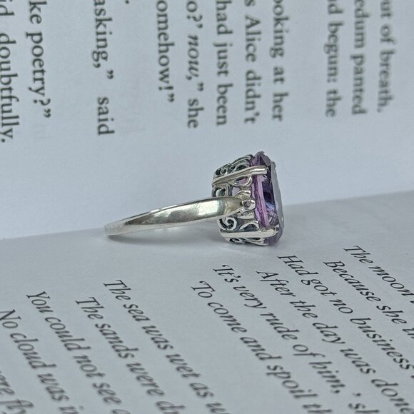 Kabana Sterling Silver Purple Amethyst Solitaire Gemstone 925 Ring Size 7 - Picture 4 of 6